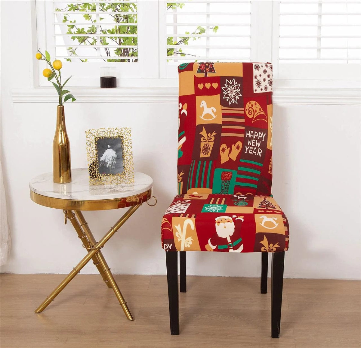 Santa Chair Covers for Dining Room Christmas Removable Slipcovers for Dining Chair Red Spandex Kitchen Chair Slipcovers Set - SHOWLU FASHION STORE