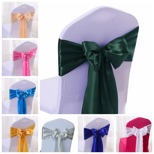 Satin Chair Sash Wedding Decoration Bow Tie Band Birthday Party Hotel Show Nice Design Shiny Colour - SHOWLU FASHION STORE