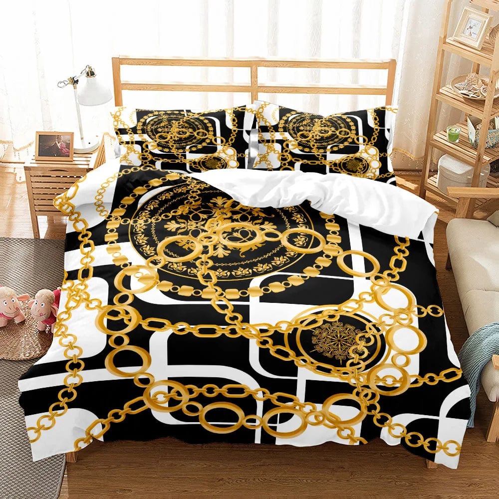 Seamless Chains Baroque Pattern Bohemian Bedding Set Small Single Twin Double Queen King Cal King Size Bed Linen Set - SHOWLU FASHION STORE
