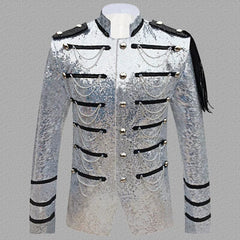 Sequin Embellished Blazer Jacket Men Stage Party Mens Suit Jacket Military Dress Tuxedo Men Blazer Singer Show DJ Costume Homme - SHOWLU FASHION STORE