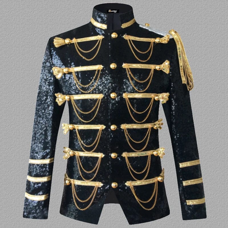 Sequin Embellished Blazer Jacket Men Stage Party Mens Suit Jacket Military Dress Tuxedo Men Blazer Singer Show DJ Costume Homme - SHOWLU FASHION STORE