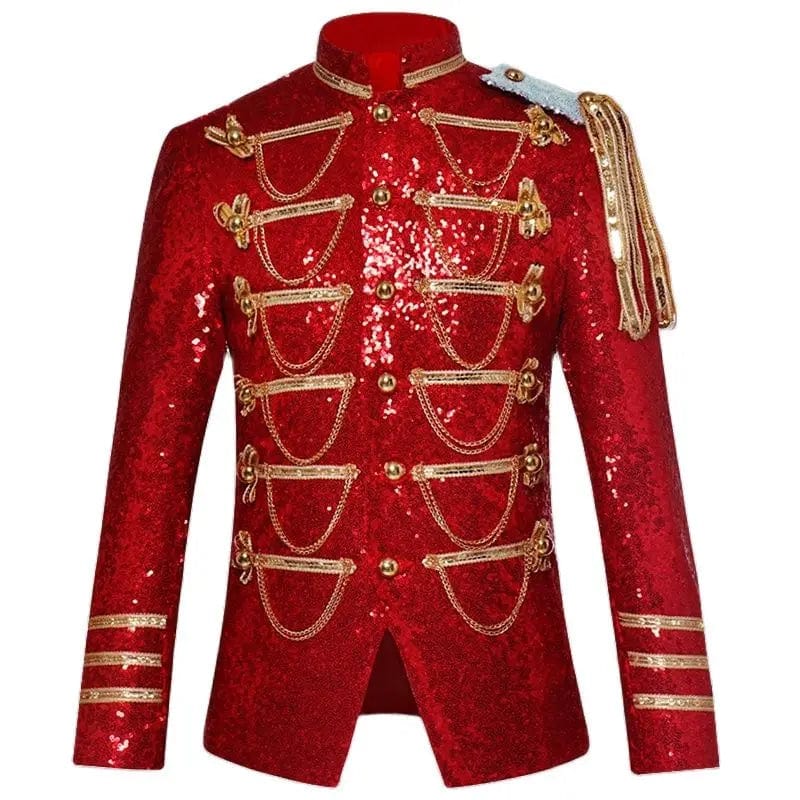 Sequin Embellished Blazer Jacket Men Stage Party Mens Suit Jacket Military Dress Tuxedo Men Blazer Singer Show DJ Costume Homme - SHOWLU FASHION STORE
