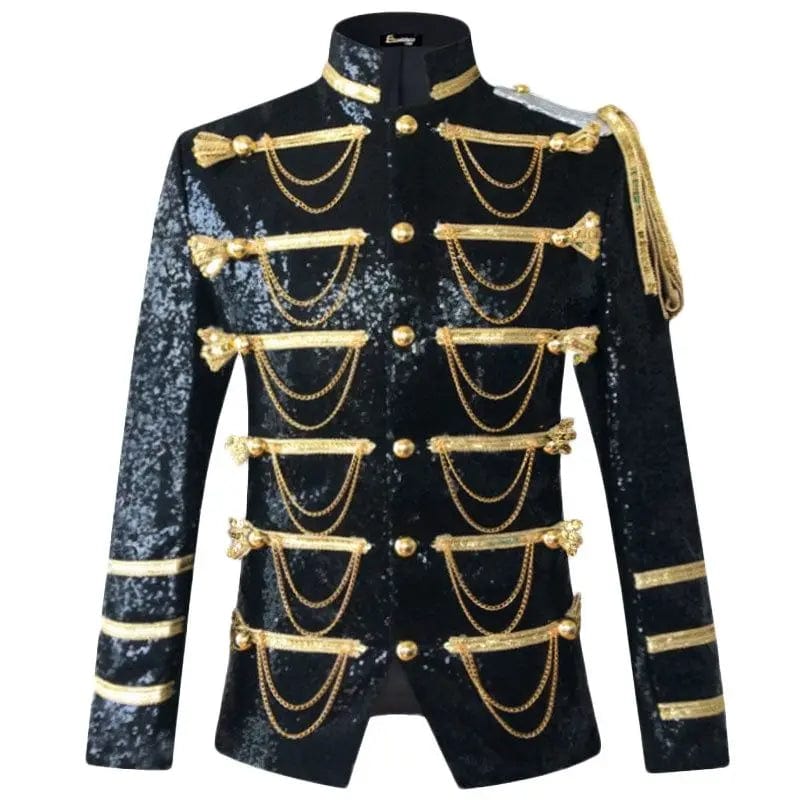 Sequin Embellished Blazer Jacket Men Stage Party Mens Suit Jacket Military Dress Tuxedo Men Blazer Singer Show DJ Costume Homme - SHOWLU FASHION STORE