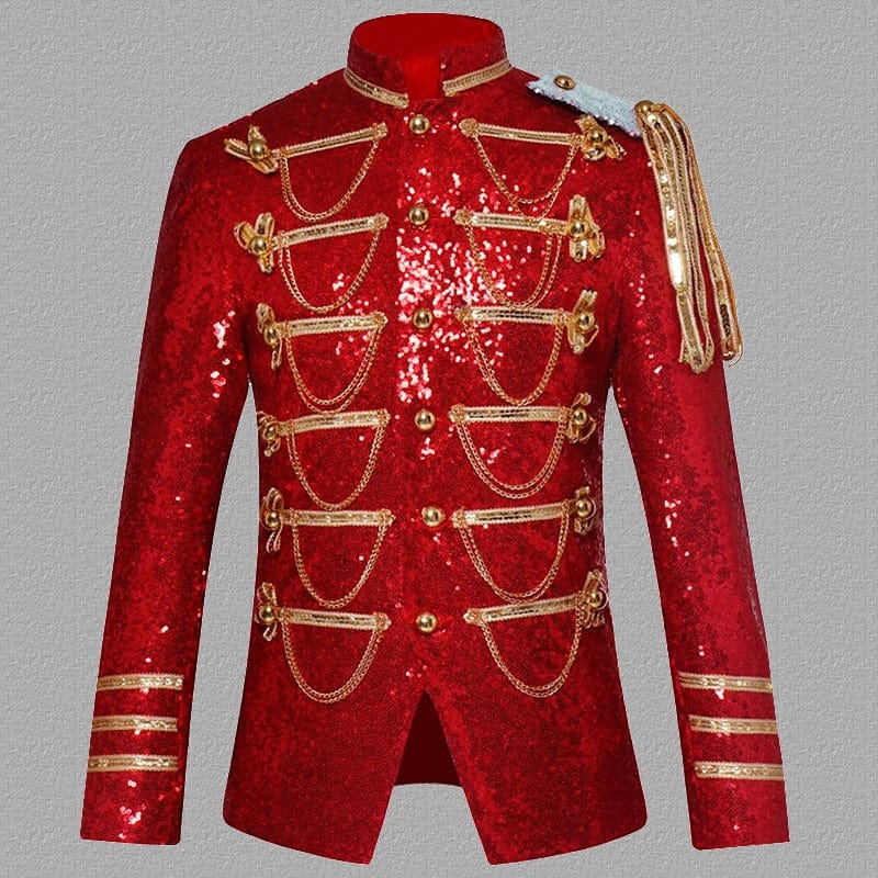Sequin Embellished Blazer Jacket Men Stage Party Mens Suit Jacket Military Dress Tuxedo Men Blazer Singer Show DJ Costume Homme - SHOWLU FASHION STORE