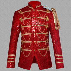 Sequin Embellished Blazer Jacket Men Stage Party Mens Suit Jacket Military Dress Tuxedo Men Blazer Singer Show DJ Costume Homme - SHOWLU FASHION STORE