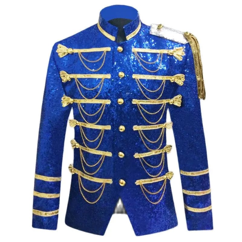 Sequin Embellished Blazer Jacket Men Stage Party Mens Suit Jacket Military Dress Tuxedo Men Blazer Singer Show DJ Costume Homme - SHOWLU FASHION STORE