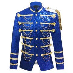 Sequin Embellished Blazer Jacket Men Stage Party Mens Suit Jacket Military Dress Tuxedo Men Blazer Singer Show DJ Costume Homme - SHOWLU FASHION STORE