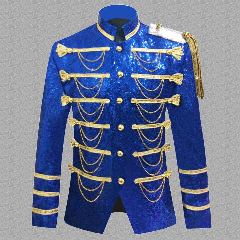 Sequin Embellished Blazer Jacket Men Stage Party Mens Suit Jacket Military Dress Tuxedo Men Blazer Singer Show DJ Costume Homme - SHOWLU FASHION STORE