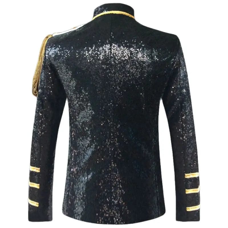 Sequin Embellished Blazer Jacket Men Stage Party Mens Suit Jacket Military Dress Tuxedo Men Blazer Singer Show DJ Costume Homme - SHOWLU FASHION STORE