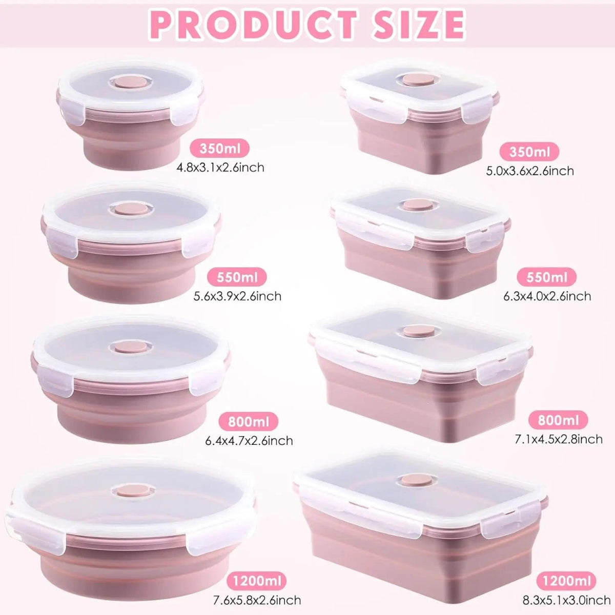 Set of 4 Silicone Food Storage Containers Collapsible Storage Containers Collapsible Bowls with Lids Reusable Foldable Bento Lun - SHOWLU FASHION STORE