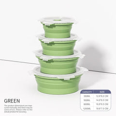 Set of 4 Silicone Food Storage Containers Collapsible Storage Containers Collapsible Bowls with Lids Reusable Foldable Bento Lun - SHOWLU FASHION STORE