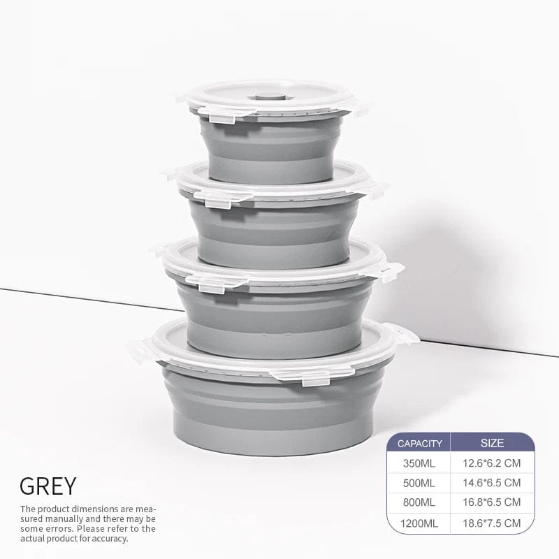 Set of 4 Silicone Food Storage Containers Collapsible Storage Containers Collapsible Bowls with Lids Reusable Foldable Bento Lun - SHOWLU FASHION STORE