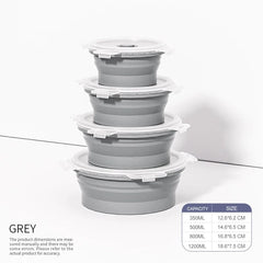 Set of 4 Silicone Food Storage Containers Collapsible Storage Containers Collapsible Bowls with Lids Reusable Foldable Bento Lun - SHOWLU FASHION STORE