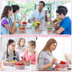 Set of 4 Silicone Food Storage Containers Collapsible Storage Containers Collapsible Bowls with Lids Reusable Foldable Bento Lun - SHOWLU FASHION STORE