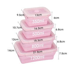 Set of 4 Silicone Food Storage Containers Collapsible Storage Containers Collapsible Bowls with Lids Reusable Foldable Bento Lun - SHOWLU FASHION STORE