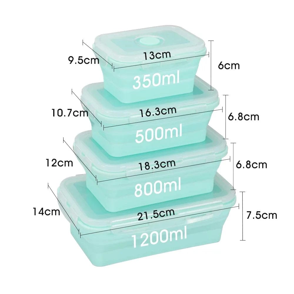 Set of 4 Silicone Food Storage Containers Collapsible Storage Containers Collapsible Bowls with Lids Reusable Foldable Bento Lun - SHOWLU FASHION STORE