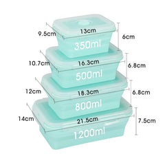 Set of 4 Silicone Food Storage Containers Collapsible Storage Containers Collapsible Bowls with Lids Reusable Foldable Bento Lun - SHOWLU FASHION STORE