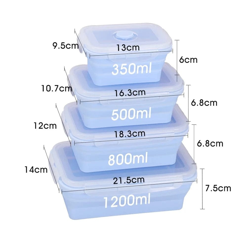 Set of 4 Silicone Food Storage Containers Collapsible Storage Containers Collapsible Bowls with Lids Reusable Foldable Bento Lun - SHOWLU FASHION STORE