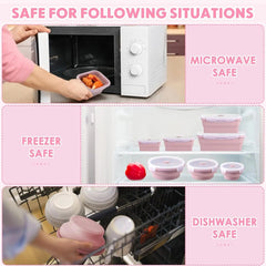 Set of 4 Silicone Food Storage Containers Collapsible Storage Containers Collapsible Bowls with Lids Reusable Foldable Bento Lun - SHOWLU FASHION STORE