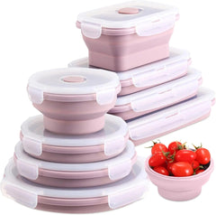 Set of 4 Silicone Food Storage Containers Collapsible Storage Containers Collapsible Bowls with Lids Reusable Foldable Bento Lun - SHOWLU FASHION STORE