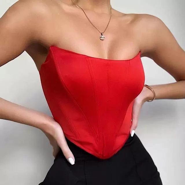 Sexy Backless Midriff Slim Strapless Women Backless Bare Midriff Slim Fit Tube Top Women - SHOWLU FASHION STORE