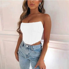 Sexy Backless Midriff Slim Strapless Women Backless Bare Midriff Slim Fit Tube Top Women - SHOWLU FASHION STORE