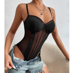 Sexy Fashion Backless Gauzy Lace Jumpsuit - SHOWLU FASHION STORE
