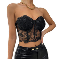 Sexy Mesh Slim Fit off Shoulder Wrap Chest Mesh Slim Fit off - Shoulder Tube Top Women - SHOWLU FASHION STORE