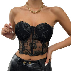 Sexy Mesh Slim Fit off Shoulder Wrap Chest Mesh Slim Fit off - Shoulder Tube Top Women - SHOWLU FASHION STORE