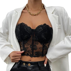 Sexy Mesh Slim Fit off Shoulder Wrap Chest Mesh Slim Fit off - Shoulder Tube Top Women - SHOWLU FASHION STORE