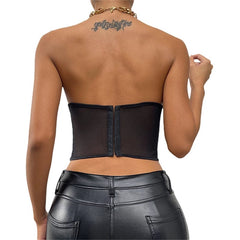Sexy Mesh Slim Fit off Shoulder Wrap Chest Mesh Slim Fit off - Shoulder Tube Top Women - SHOWLU FASHION STORE