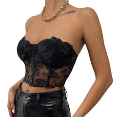 Sexy Mesh Slim Fit off Shoulder Wrap Chest Mesh Slim Fit off - Shoulder Tube Top Women - SHOWLU FASHION STORE