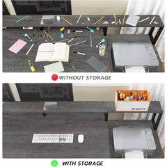 Shaped Office Desk, 66" Home Office Desk with File Drawer & Power Outlet, Gaming Desk with Led Lights, Corner Computer Desk - SHOWLU FASHION STORE