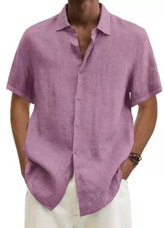 Shirt V - neck European and American Button Cotton Linen Casual Shirt - SHOWLU FASHION STORE