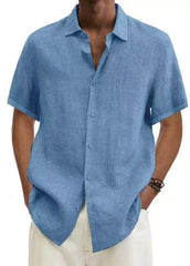 Shirt V - neck European and American Button Cotton Linen Casual Shirt - SHOWLU FASHION STORE