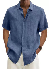 Shirt V - neck European and American Button Cotton Linen Casual Shirt - SHOWLU FASHION STORE