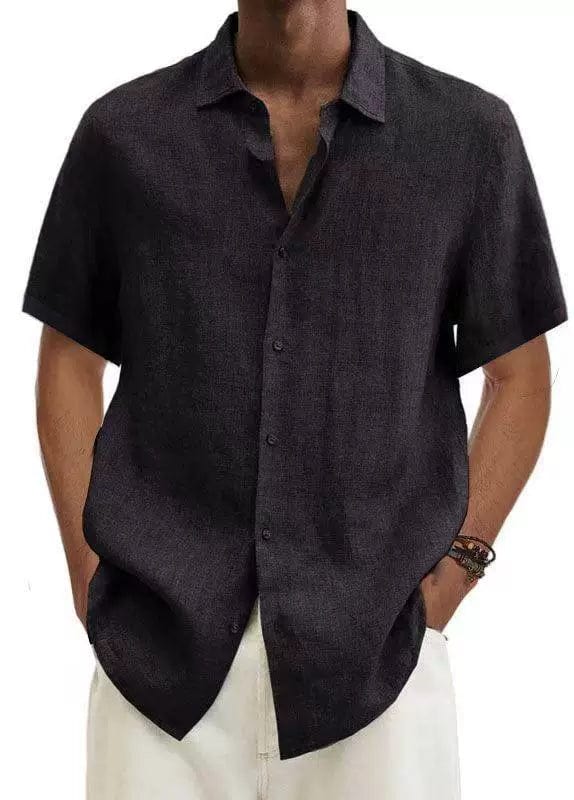 Shirt V - neck European and American Button Cotton Linen Casual Shirt - SHOWLU FASHION STORE