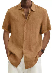 Shirt V - neck European and American Button Cotton Linen Casual Shirt - SHOWLU FASHION STORE