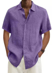 Shirt V - neck European and American Button Cotton Linen Casual Shirt - SHOWLU FASHION STORE