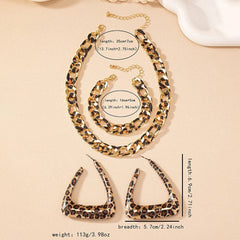 Simple Fashion Exaggerated Jewelry Set for Women Girls Geometric Leopard Print Earring Necklace Punk Chains Bracelet - SHOWLU FASHION STORE