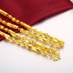 Simple Male 18K Gold Necklace Hexagonal Buddha Bamboo Chain Fine Jewelry Clavicle Necklaces for Men Boyfriend Birthday Gifts - SHOWLU FASHION STORE
