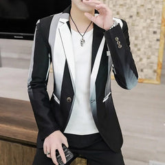 Slim Fit Blazer for Men Spring New Fashion Casual Striped Print Slim Fit Mens Formal Suit Jacket Blazers Brand Men Clothing - SHOWLU FASHION STORE