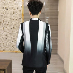 Slim Fit Blazer for Men Spring New Fashion Casual Striped Print Slim Fit Mens Formal Suit Jacket Blazers Brand Men Clothing - SHOWLU FASHION STORE