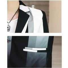 Slim Fit Blazer for Men Spring New Fashion Casual Striped Print Slim Fit Mens Formal Suit Jacket Blazers Brand Men Clothing - SHOWLU FASHION STORE