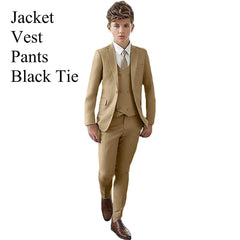 Slim Fit Boy's Suit Set 3 Pieces Tuxedo For Formal Occasion Blazer Vest And Pants Kids Outfit For Wedding Prom School Activities - SHOWLU FASHION STORE