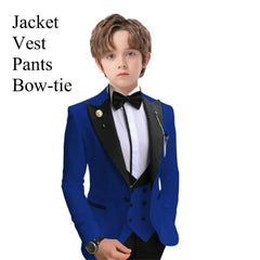 Slim Fit Boy's Suit Set 3 Pieces Tuxedo For Formal Occasion Blazer Vest And Pants Kids Outfit For Wedding Prom School Activities - SHOWLU FASHION STORE