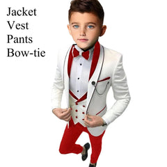 Slim Fit Boy's Suit Set 3 Pieces Tuxedo For Formal Occasion Blazer Vest And Pants Kids Outfit For Wedding Prom School Activities - SHOWLU FASHION STORE