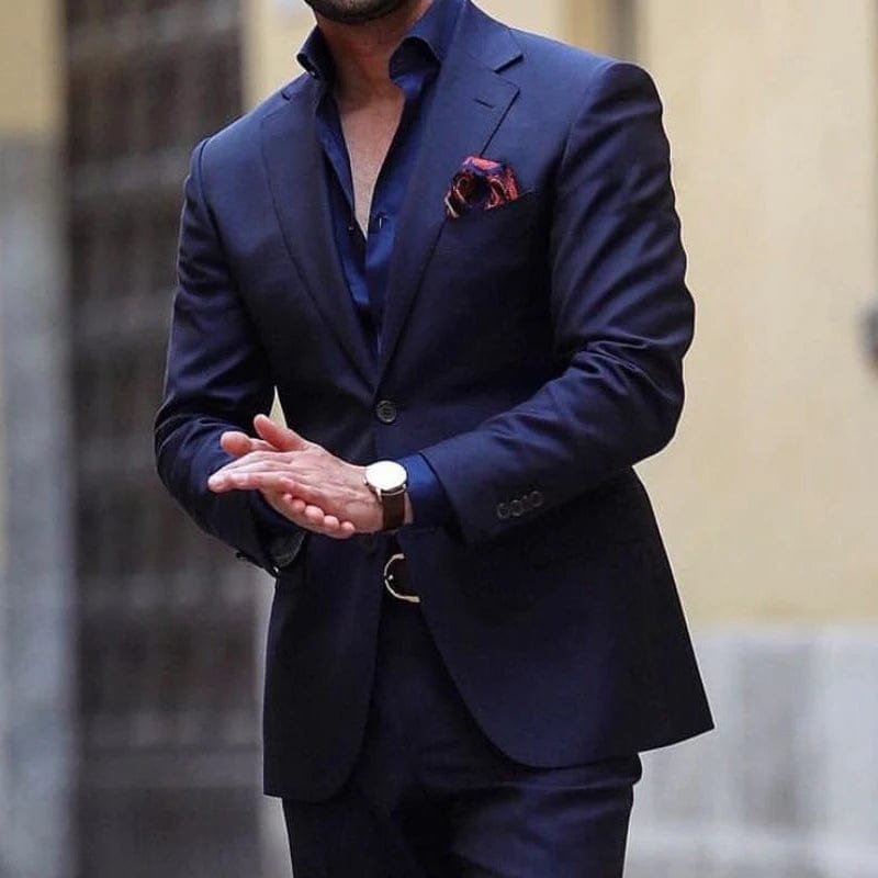 Slim Fit Gentlemen Suits for Men 2 Piece Beige Wedding Groom Tuxedo Male Fashion Smoking Costume Jacket with Pants 2023 - SHOWLU FASHION STORE