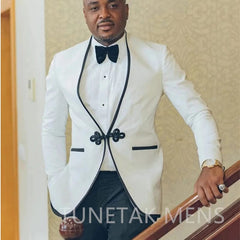 Slim Fit Gentlemen Suits for Men 2 Piece Beige Wedding Groom Tuxedo Male Fashion Smoking Costume Jacket with Pants 2023 - SHOWLU FASHION STORE