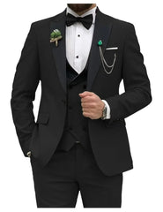Slim Fit Men Suits Double Breasted Groom Formal Business Male Blazer Set Peak Lapel Party Wedding Tuxedo (Jacket+Vest+Pants) - SHOWLU FASHION STORE